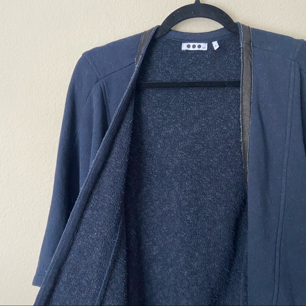 Three Dots Leather Trim Cape Cozy Cardigan - Picture 8 of 9